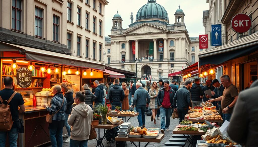 Essen in Berlin während Shopping